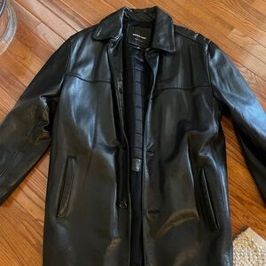 Kenneth Cole Black Leather Trench Coat